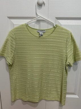 Sag Harbor Light Green Short Sleeve Textured Knit Tee